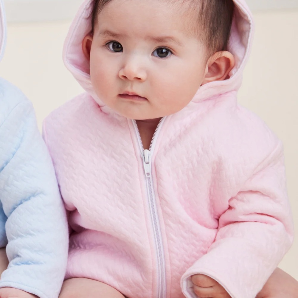 Kissy Kissy Pink Quilted Baby Hoodie